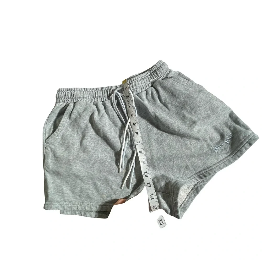 YoungLA Womens Heather Gray French Terry Sweat Shorts Drawstring Size Small